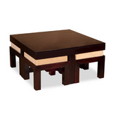 The Attic Livingston Solid Wood Coffee Tables Set Walnut